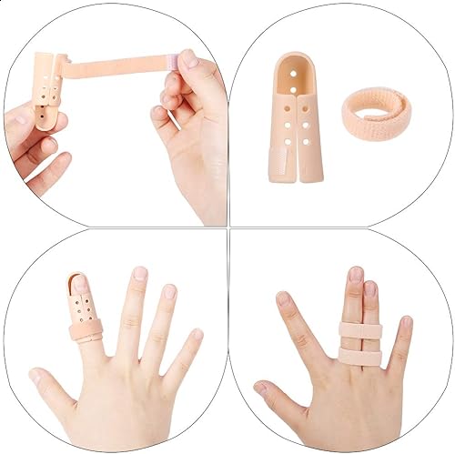 Miniatura 4 de Havenport 15 soportes de férula para dedos, férulas de dedo meñique de mazo, protector de dedos de plástico para artritis baloncesto, inmovilizador