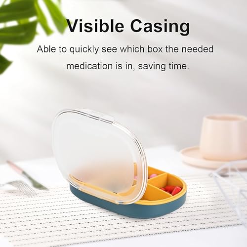 Miniatura 4 de Vukehon Pastillero pequeño portátil, pastillero de viaje, 6 compartimentos, pastillero diario para medicamentos, medicamentos, vitaminas y aceite de