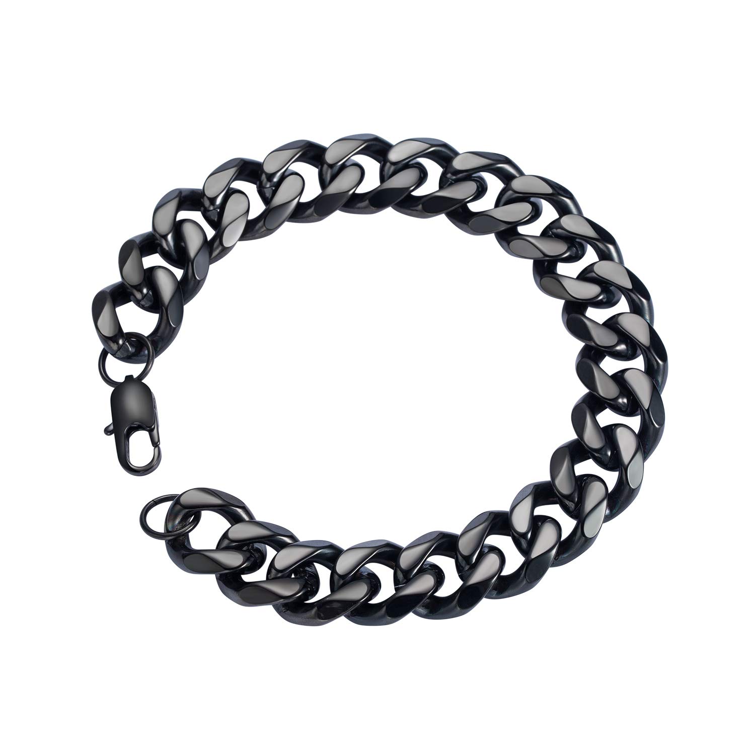 SANNYRA 18k Real Gold Plated Curb Cuban Chain Bracelet Stainless Steel Link Bracelet for Men