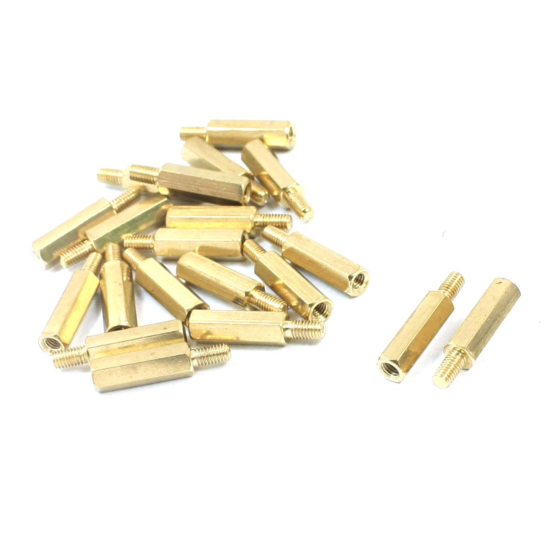 Aexit M3 (PCB board) x 15mm x 21mm Male Female Threaded Gold Tone Brass Pillar PCB Hexagon Standoff (97ry754qf467) Spacer 20Pcs-image-43