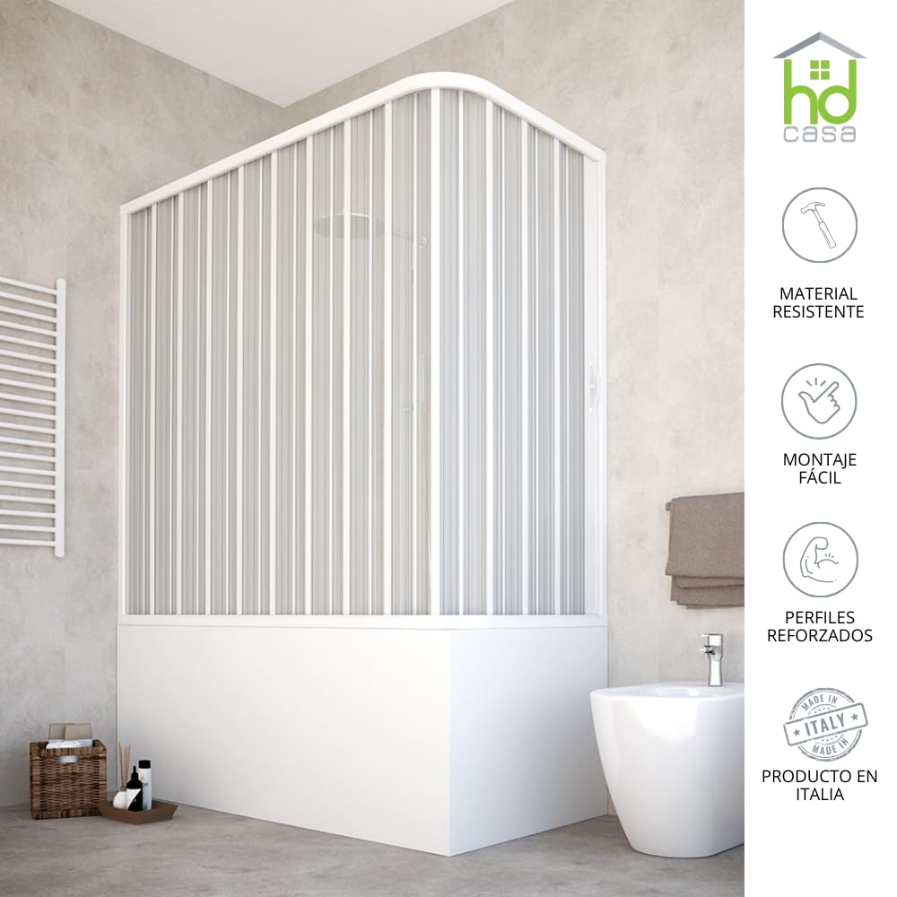 HD CASA Box Sopravasca a Soffietto Modello Anja, Apertura Laterale Reversibile, Pannelli in PVC Riducibili, Cabina Doccia Salvaspazio Made in Italy arredo bagno, 70x170 cm