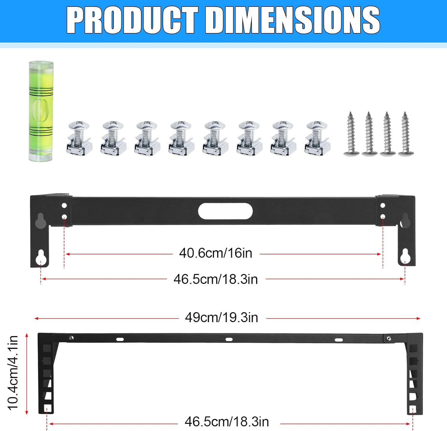 2u Hinged Wall Mount Patch Panel Bracket, 2u Patch Panel Bracket, Vertical Wall Mount Rack for 19 inches Networking Equipments Including Mounting Hardware - Image 2