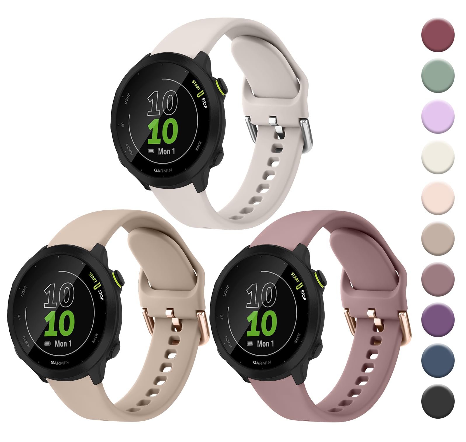 Meliya for Garmin Forerunner 55 / 245 / 645 Watch Band, 20mm Soft Silicone Replacement Strap for Garmin Forerunner 245 / 645 Music Smart Watch for Men & Women