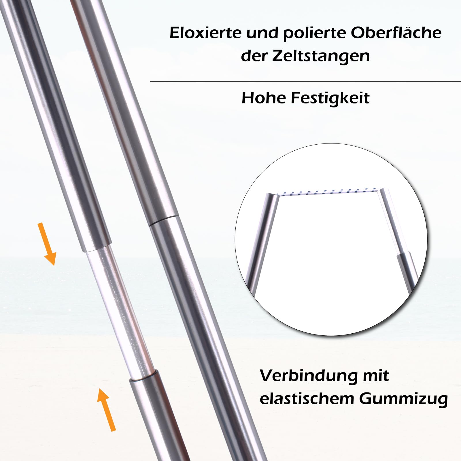 TRIWONDER 2 Stück Zeltstange, Alu Zeltstange Reparatur Set, Aluminium Tarp Pole Tarpstange, Aufstellstangen für Camping Wandern Zubehör
