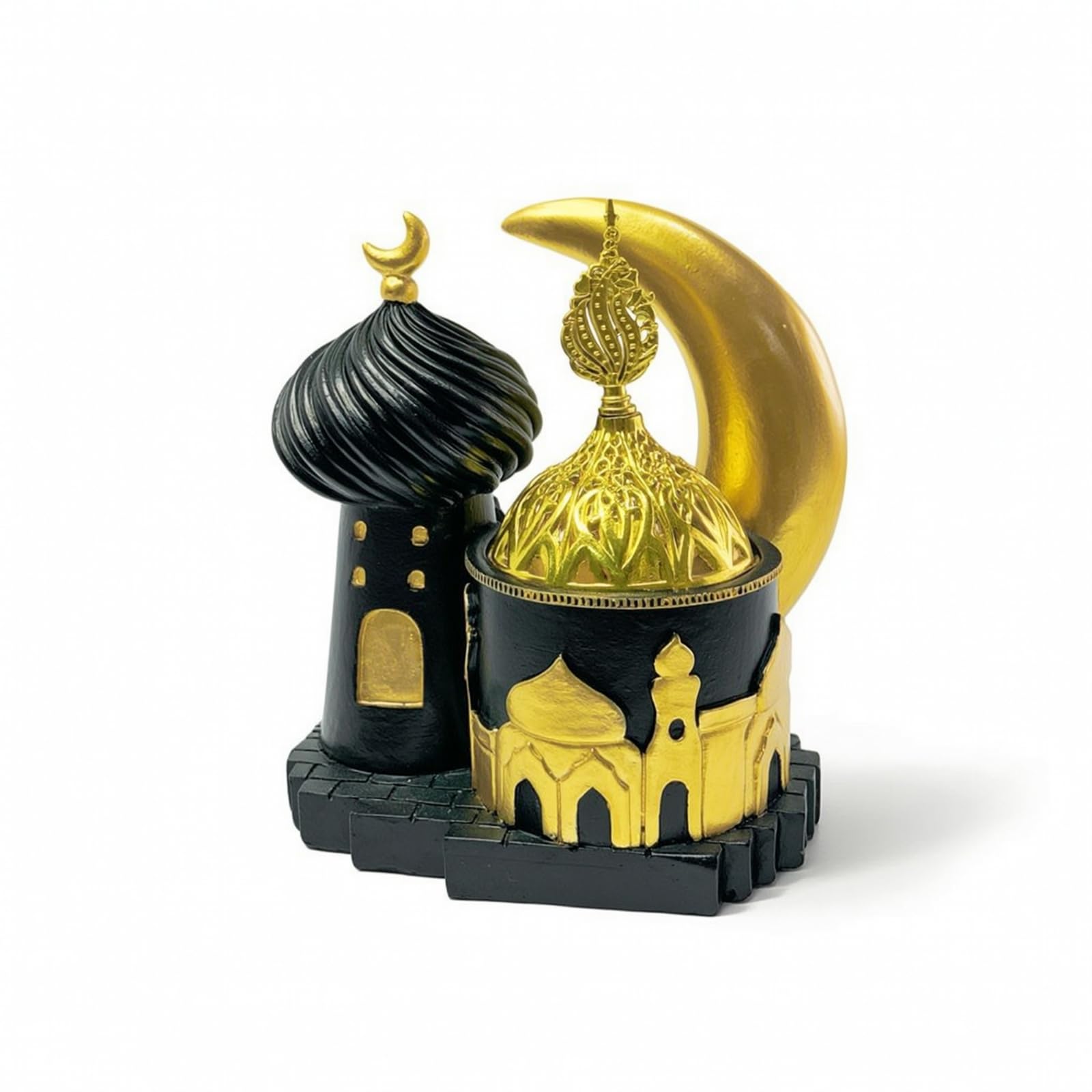 Brûleur d'encens château noir et or avec dôme compact pour chambre