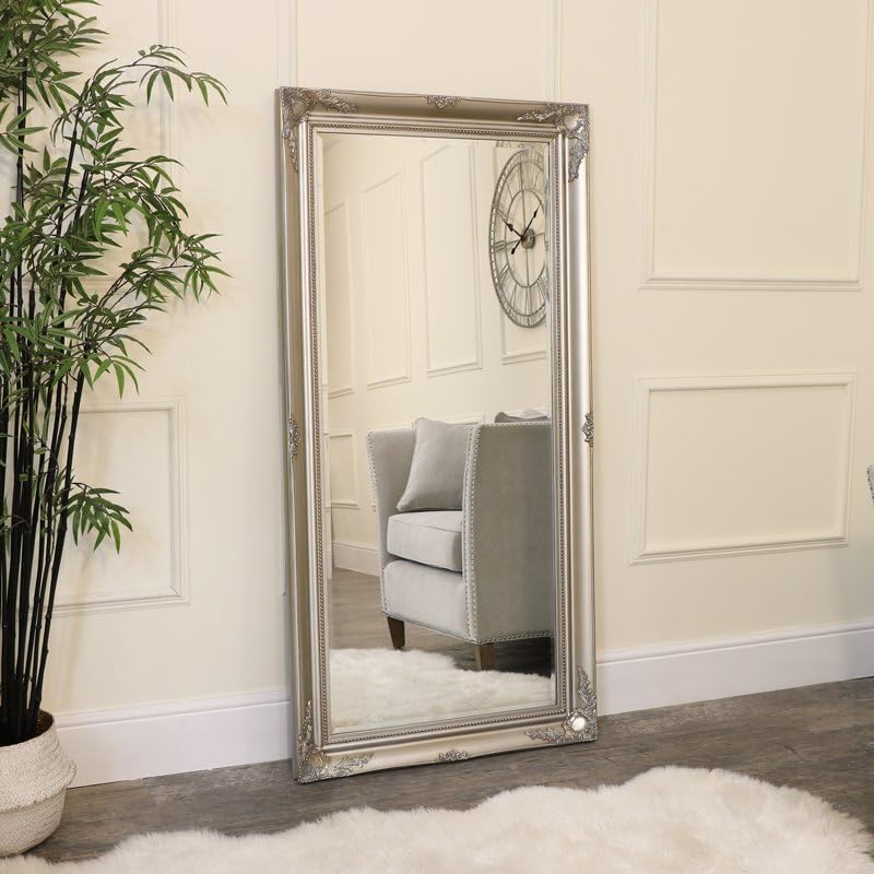 Melody Maison Extra Large White Ornate Wall/Floor Mirror 158cm x 78cm