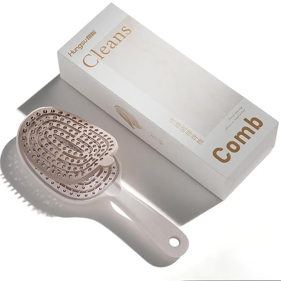 Self Cleaning Hair Brush, Easy Clean Detangling Brush for Faster Blow Drying for Women Men Kids,Hair Brush that Can Quickly Detangle Knotted Hair (White)