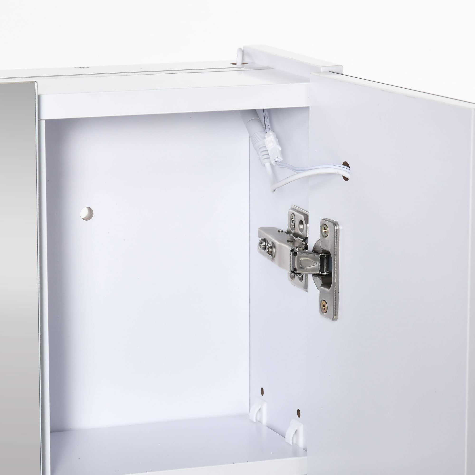 HOMCOM Armario de Baño con Espejo y Luces LED Armario con Espejo para Baño con Estantes Ajustables y USB Mueble para Baño Estilo Moderno 90x15x75 cm Blanco