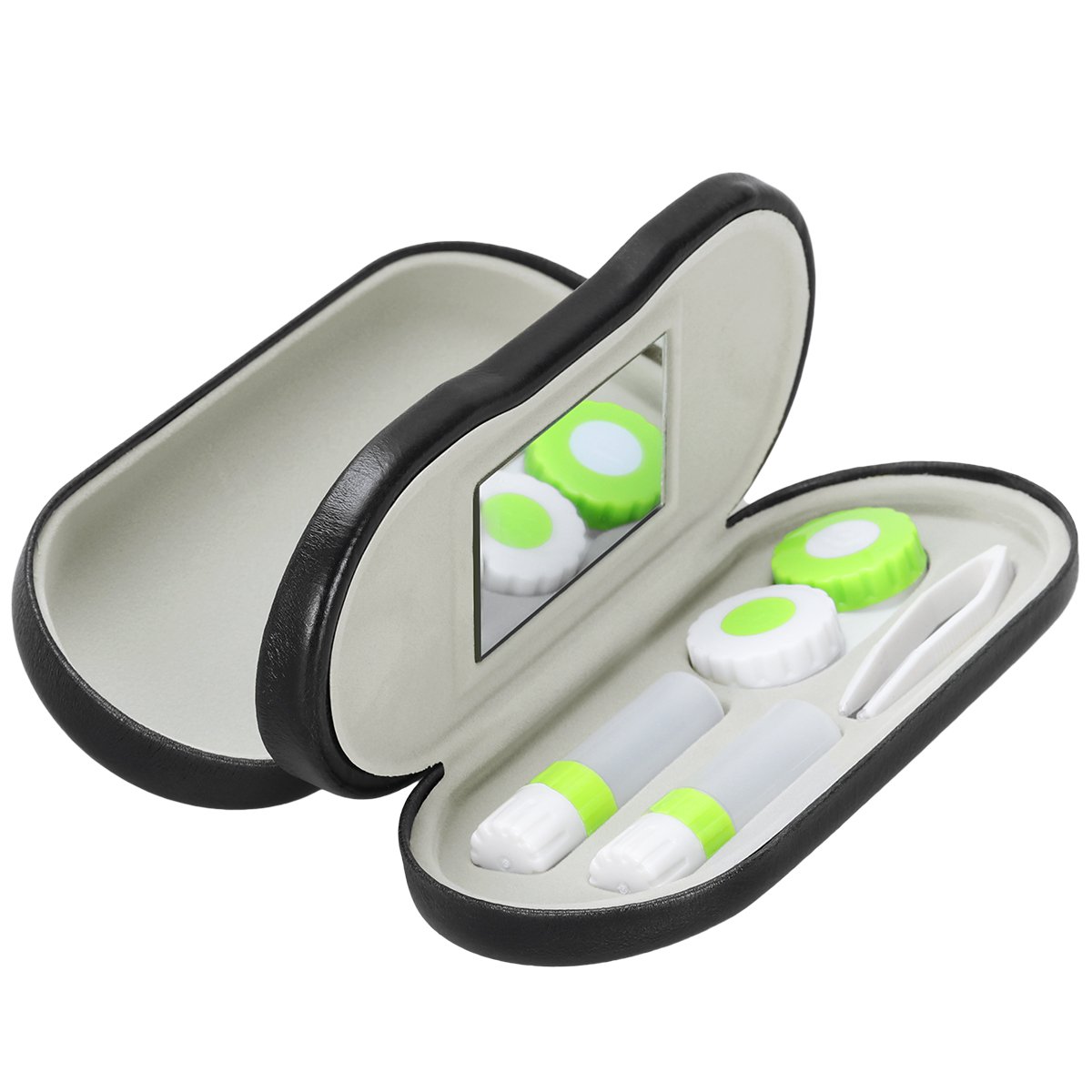 ROSENICE Funda de lentes de contacto, doble uso, portátil, perfecta para kit de viaje en el hogar, 2 en 1, color negro