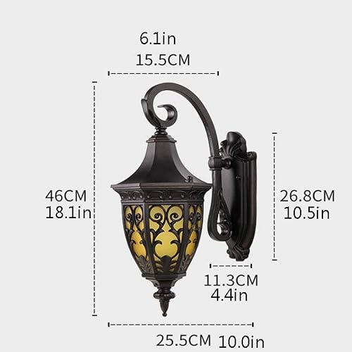 Miniatura 2 de FBITE Moder - Lámpara de pared para exteriores luz de pared exterior color negro impermeable luz de pared para colgar en la pared sombra con vidrio