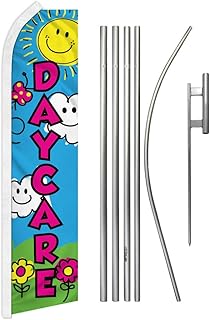 Infinity Republic - Daycare Banner Swooper Flag & Pole Kit - Perfect for Schools, Child Care, Daycares, Montessori Schools, etc!