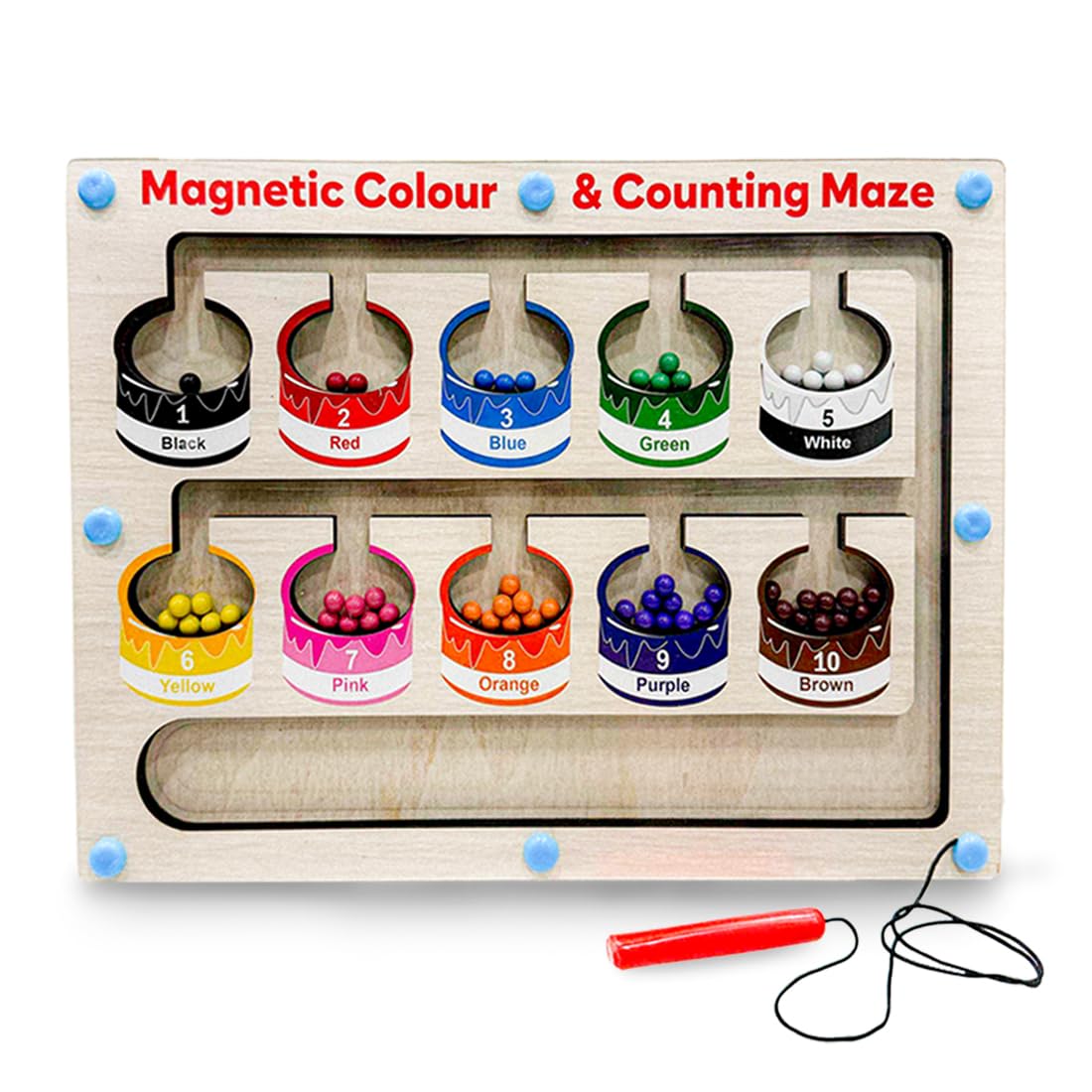 Wembley Magnetic Number Counting & Colour Sorting Montessori Toy for 2-5 Year Old Kid Hand-Eye Coordination Game Puzzle Toddler Activities Educational Busy Board Skills Toys Birthday Gift,Multicolor