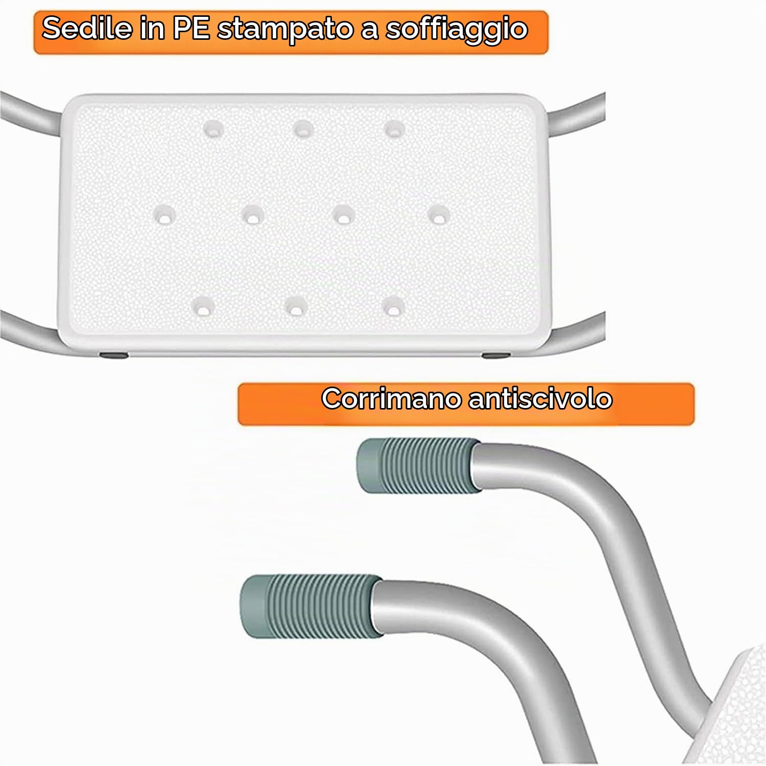 NEWFUN Sedile per Vasca da Bagno,Sedia per Vasca da Bagno per Anziani, Sedile Sospeso in Alluminio Seduta Vasca,Allungabile,con 3 Larghezze Regolabili,per Vasca da Bagno,Portata 136 kg,Bianco
