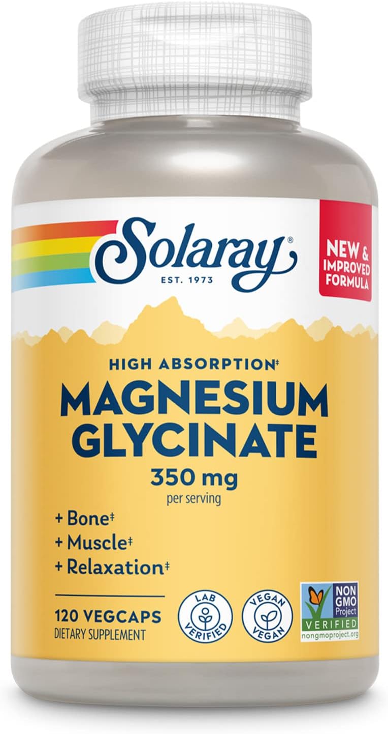 Magnesium Glycinate With Bioperine, Healthy Relaxation, Muscle Function & Bone Support (120 Count) - Capsule