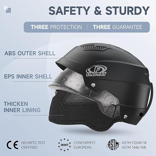 Miniatura 10 de Findway Casco de esquí profesional, casco de snowboard compatible con gafas, forro extraíble y certificado de seguridad a prueba de golpes y ligero