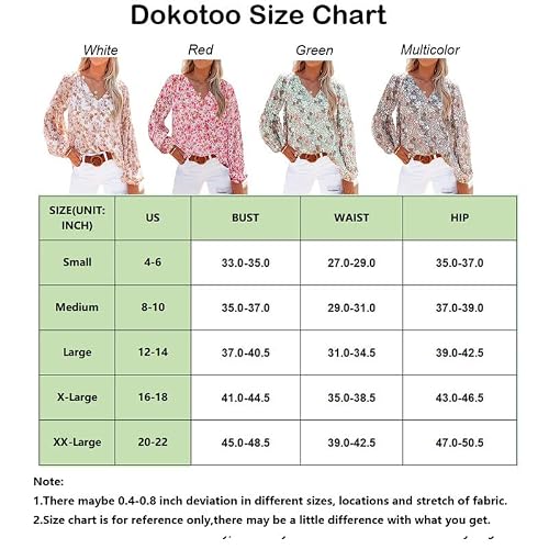 Dokotoo Ladies Summer Floral Printed Shirt For Women V Neck Henley Summer Chiffon T Shirts Bohemian Tops Tunic Blouses Small Multicolor #TOP5