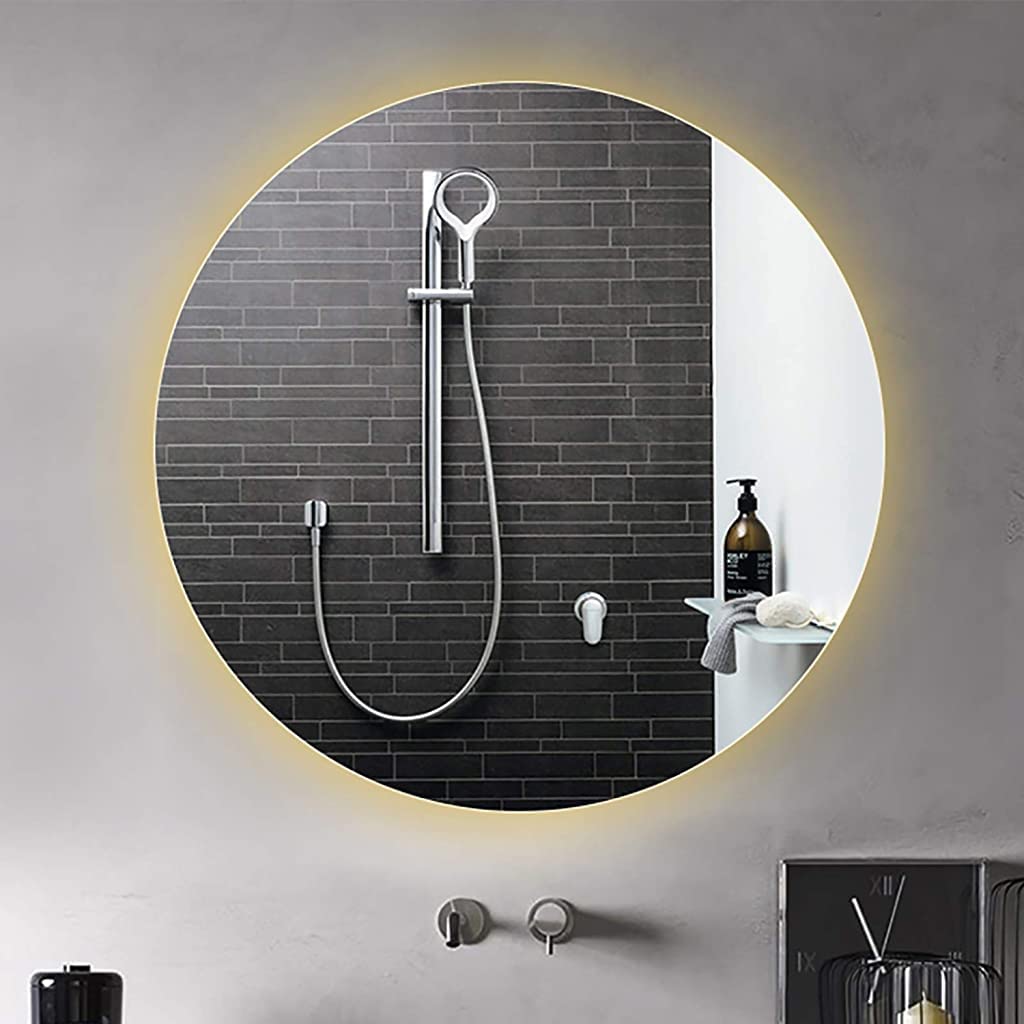Miroir de salle de bain rond rétroéclairé à LED blanc chaud 60 cm
