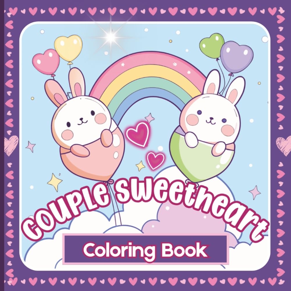 This Coloring Book Title is "Couple Sweethearts". Stress relieving artwork. Relaxation and creative flow. Great gift idea for kids, teens, adults, all ages. Improve your emotional resilience.