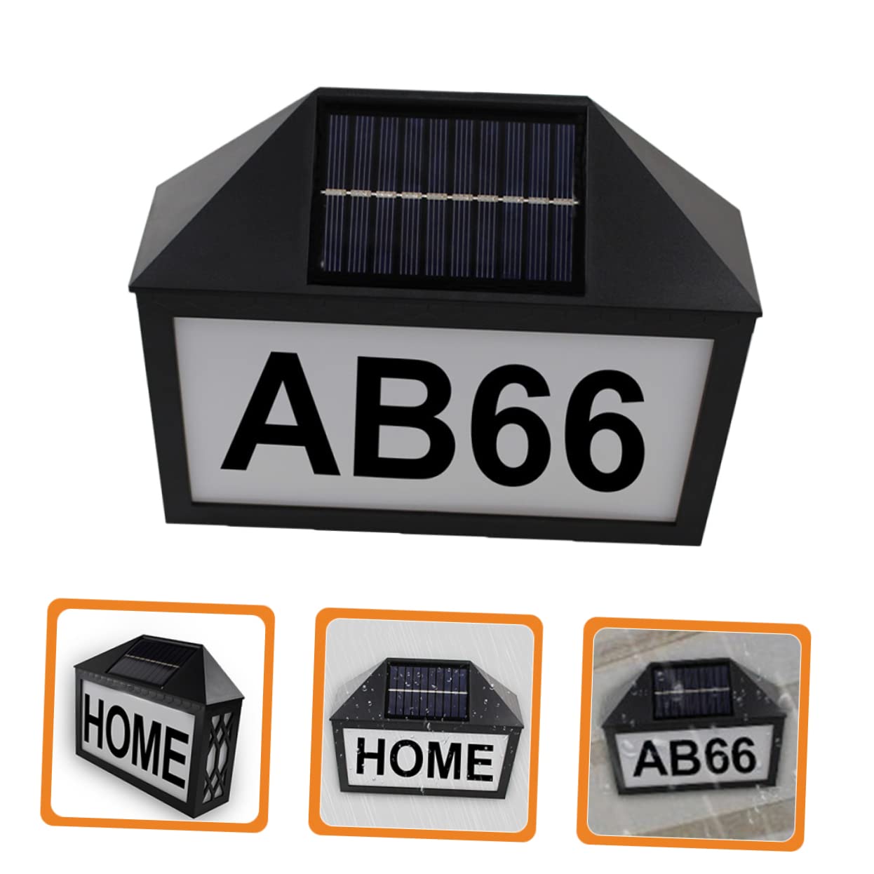 Angoily Solar Hausnummernleuchte mit Ip55 Schutz Solarbetrieben aus Abs und PC Material Schwarz für Beleuchtete Hausnummer Außen bei Nacht