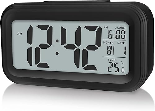Miniatura 7 de YUANRANER Reloj despertador digital con temperatura interior funciona con pilas modelo de repetición pantalla de 1224 horas para dormitorios
