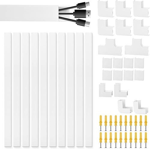 Bates - Kit de canaleta de cable de 157 pulgadas, cubiertas de cable para cables en la pared, cubiertas de alambre para cables, pared oculta de