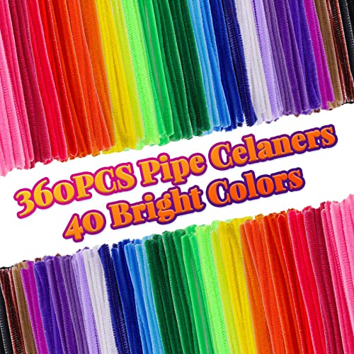 Caydo 360 Pieces Pipe Cleaners 40 Assorted Colored Chenille Stems For Art And Crafts, Children’s Craft Supplies (6 Mm X 12 Inch) #TOP1