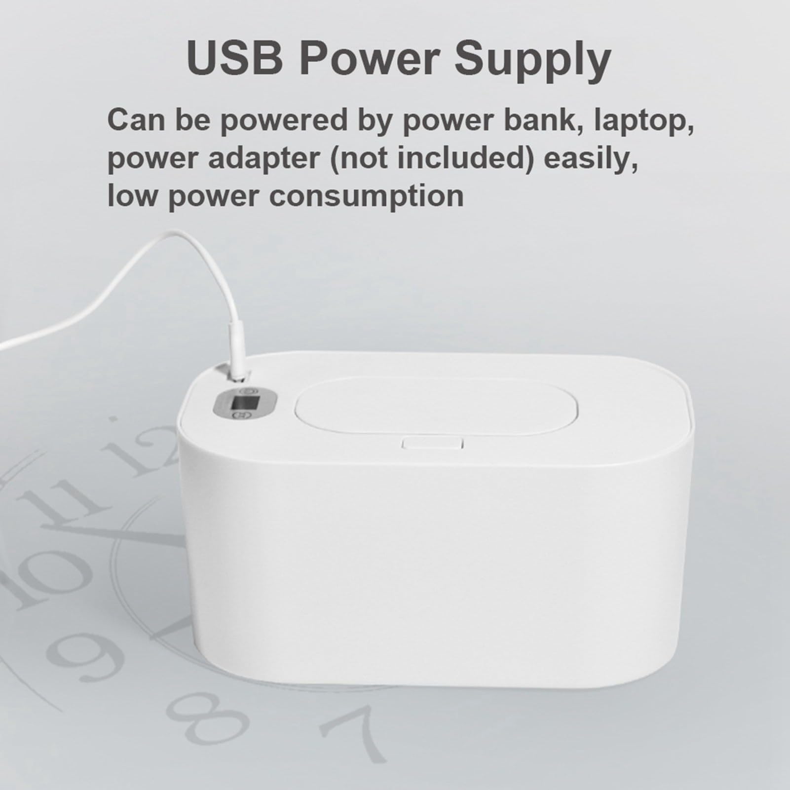 Scalda Salviette per Neonati con Display Digitale, Dispenser di Salviette per Neonati di Grande capacità, Alimentazione USB, Riscaldamento a Temperatura Regolabile