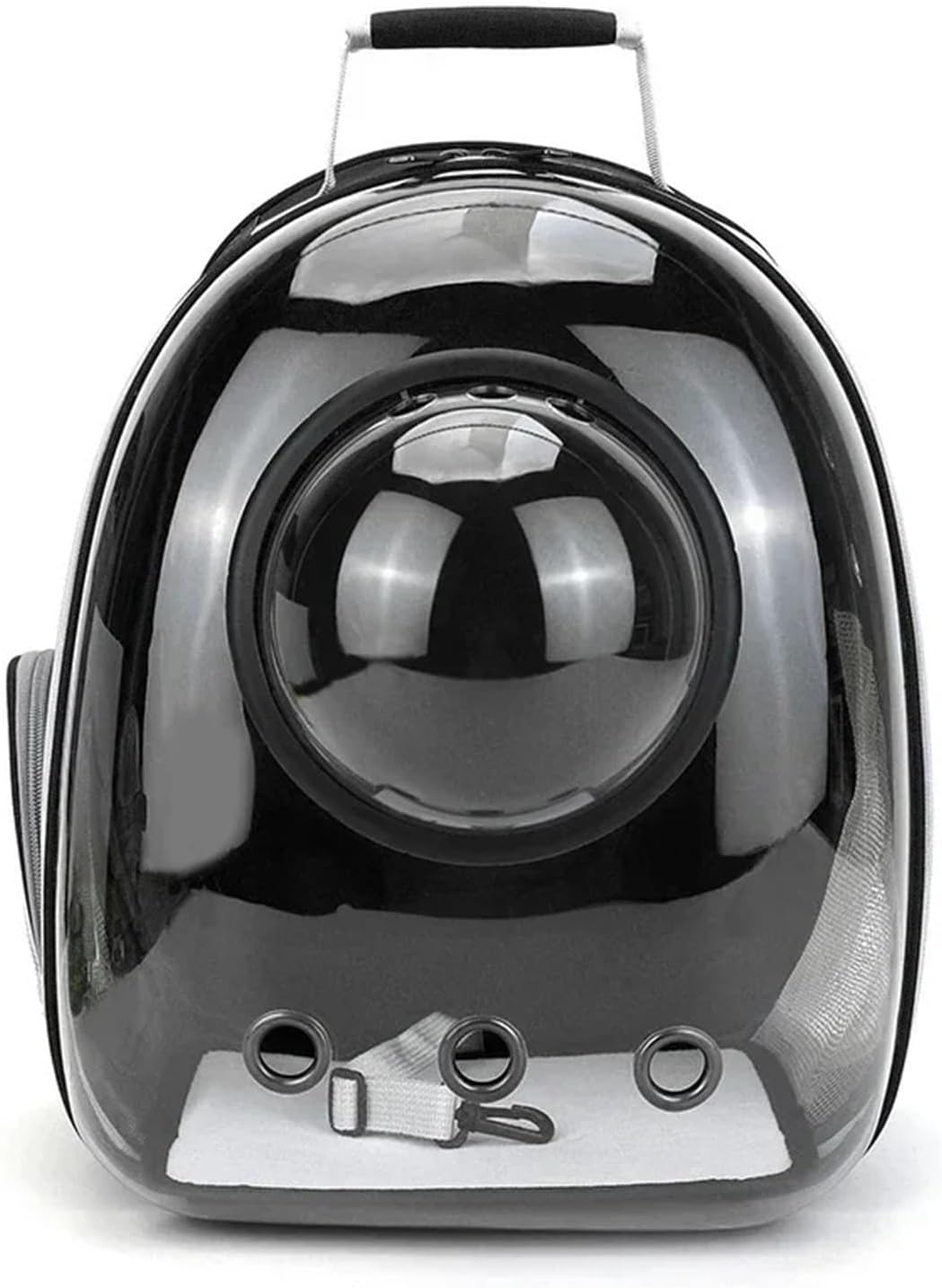 Premium Transparent Breathable SpaceCapsule Pet Backpack Lightweight Portable Soft Carrier Bag,Compatible for Cats Dogs Travel Outdoor(Black-with-Cover)