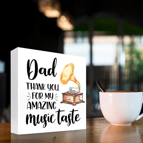 Miniatura 3 de Letrero de madera con texto en inglés Dad Thank You for My Amazing Music Taste , decoración de escritorio para mamá, hogar, dormitorio, oficina,