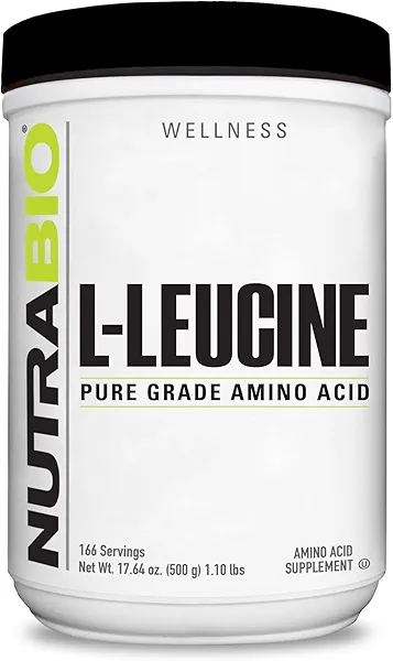 NutraBio 100% Pure L-Leucine - Muscle Recovery and Support - Naturally Fermented Free Form Amino Acid - Vegan, Non-GMO, Gluten Free - (500 Grams)