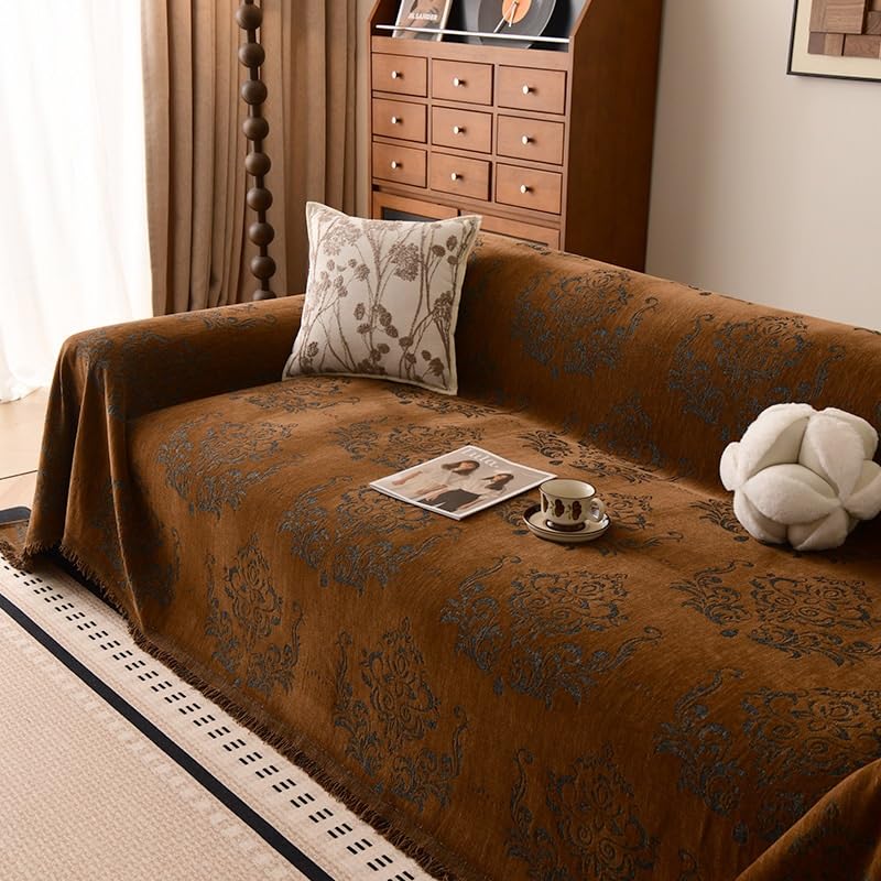 Housse de canapé en chenille de qualité supérieure avec pompons 180x130