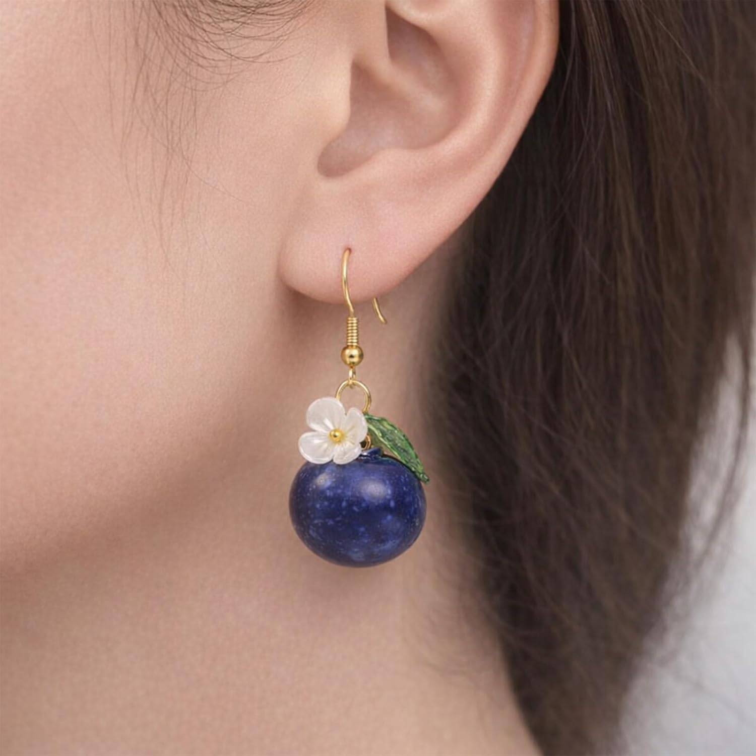 Blueberry Dangle Earrings Fruit Drop Jewelry for Women image 2