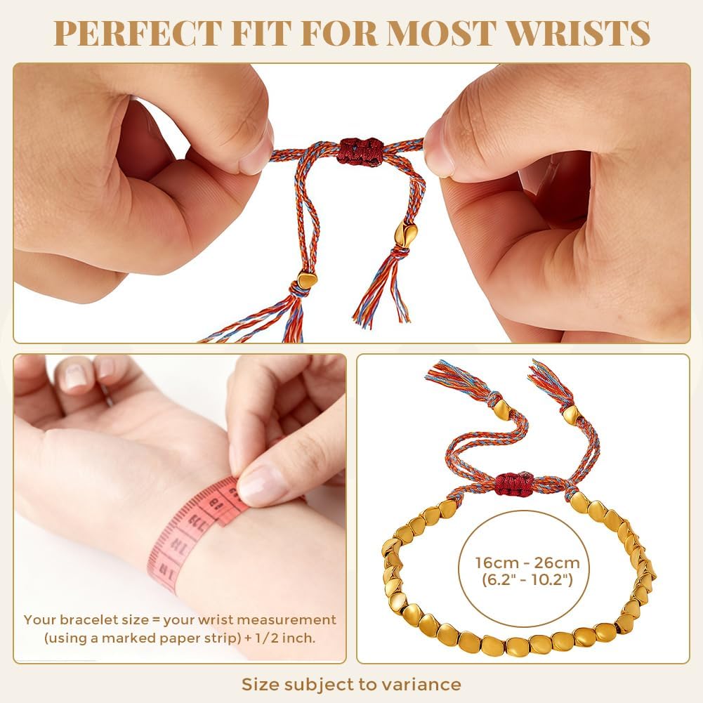 Tibetan Copper Bead Bracelet, Handmade Braided Cotton String Tibetan Copper Bracelet, Polished Copper Beads Tibetan Bracelet, Adjustable Unisex Copper Bracelet Gift for Women and Men, Includes Gift Box