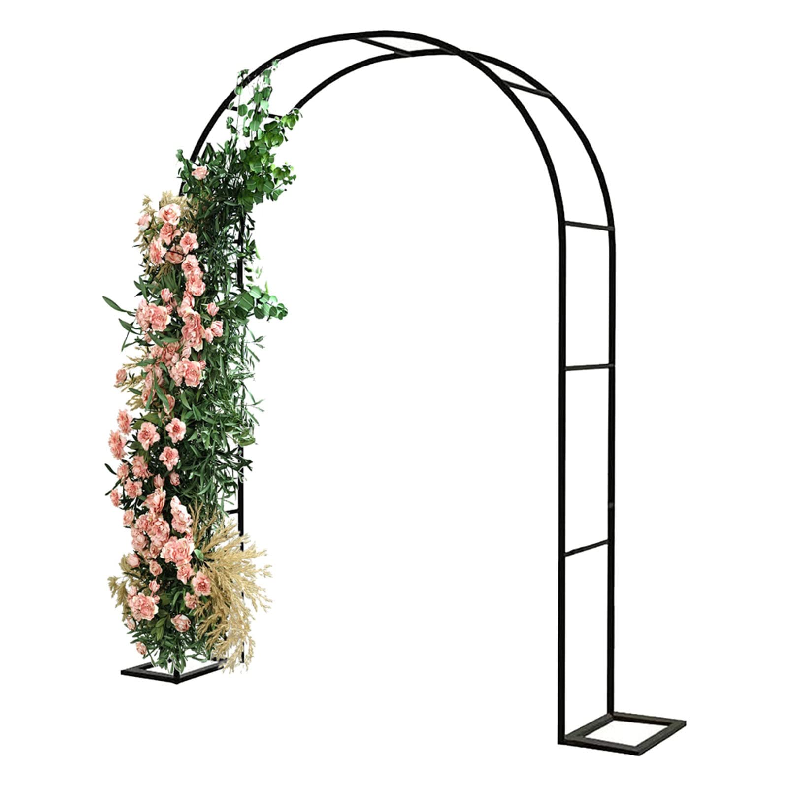 Łuk ogrodowy, krata, metalowa pergola do roślin pnących, dekoracja ślubna, łatwy montaż, czarna, 1,4 x 2,3 m, idealna do przestrzeni na zewnątrz i na imprezy