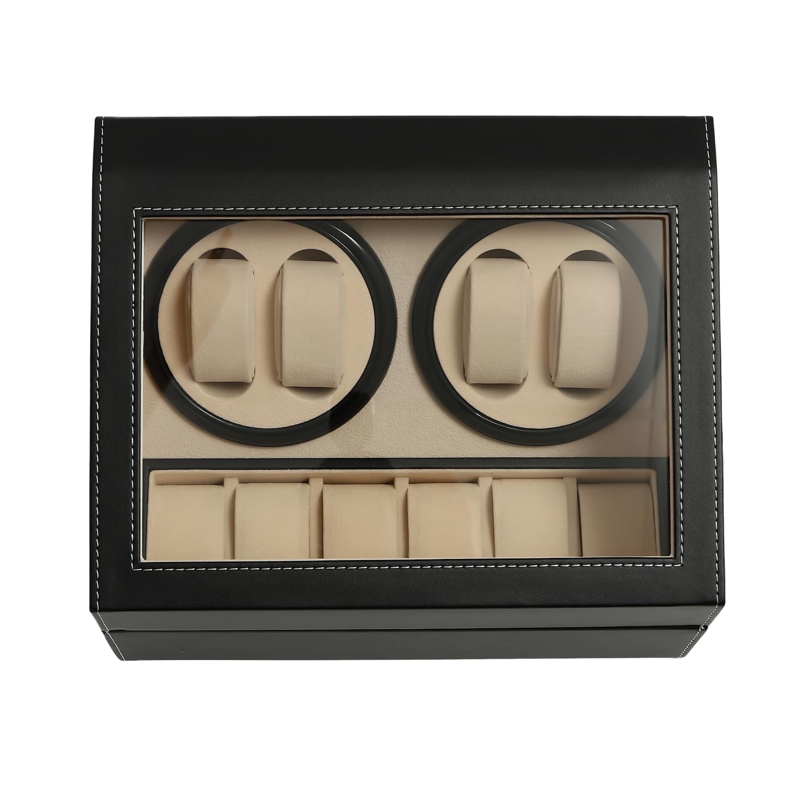Automatik Uhrenbeweger,Braun Watch Winder,Uhrenständer Uhrendreher Watch Winder Uhrenkasten Luxuriöser Uhrenbeweger, für 4 Automatikuhren + 6 Gitter Uhrenspeichergehäuse