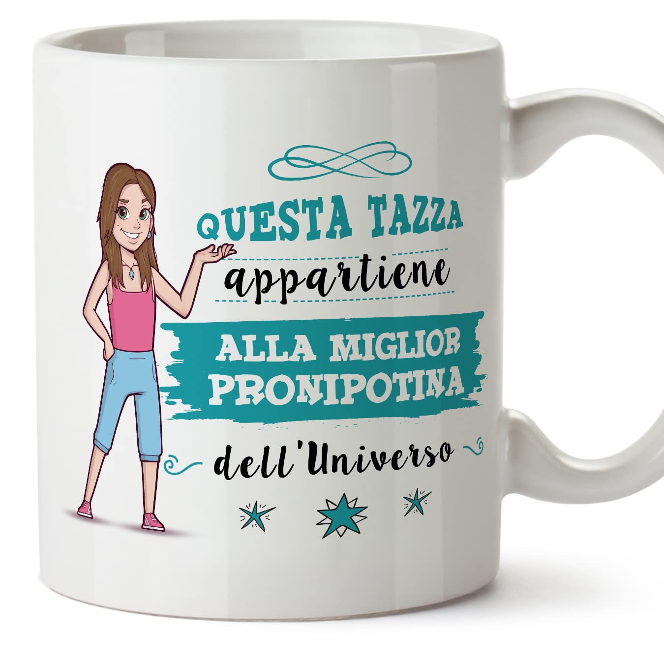 MUGFFINS Great Granddaughter Mug - in Italian - Migliore Famiglia dell'universo - Funny Gift - Ceramic 11oz Mug