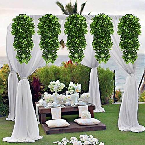 2Pcs Artificial Hanging Plants Fake Ivy Vine Fake Eucalyptus Outdoor Uv Resistant Plastic Plants For Wall, Wedding Party Decor #TOP4