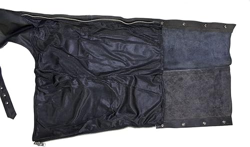 Miniatura 6 de Chaps de cuero para motocicleta para hombre, pantalones de cuero suave con múltiples bolsillos divididos