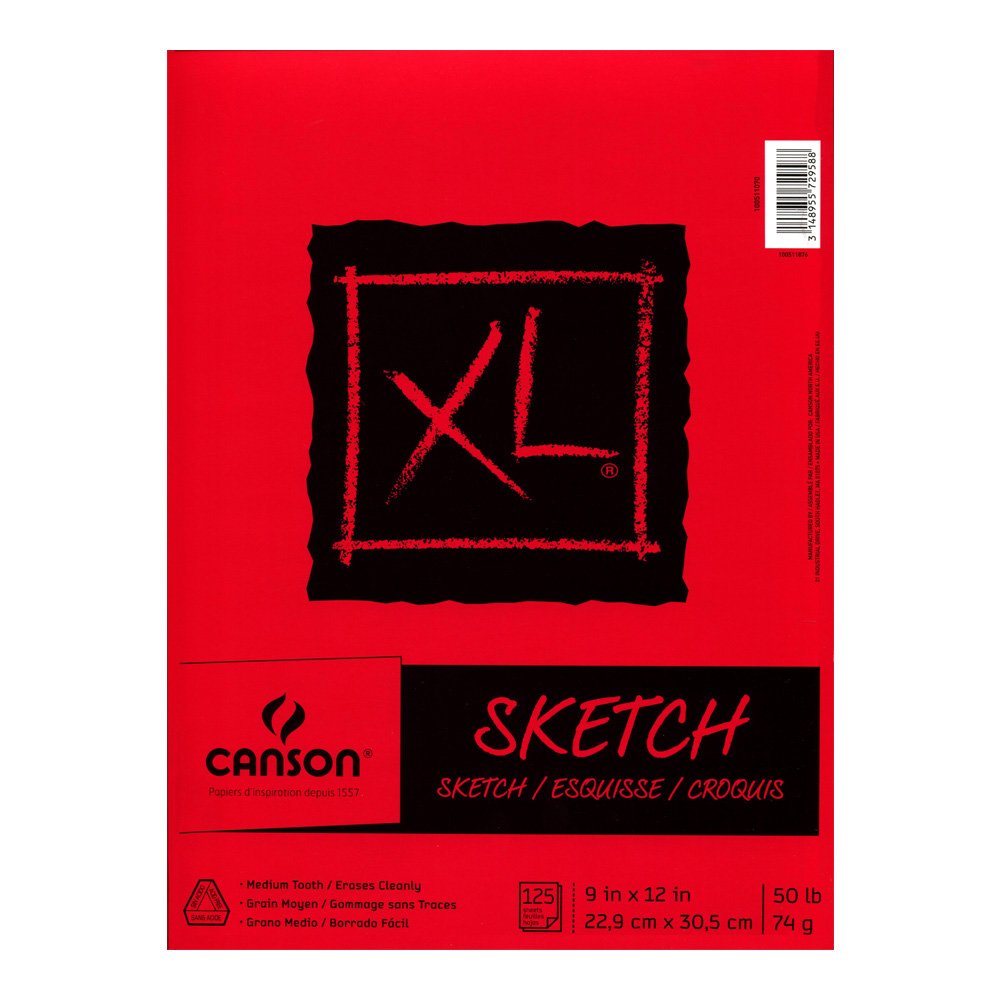 XL Sketch Pad 9X12 125 Shts | Foldover Pad, 125 Sheets (50lb/74g) Artist Paper for Adults and Students - Graphite, Charcoal, Pencil, Colored Pencil