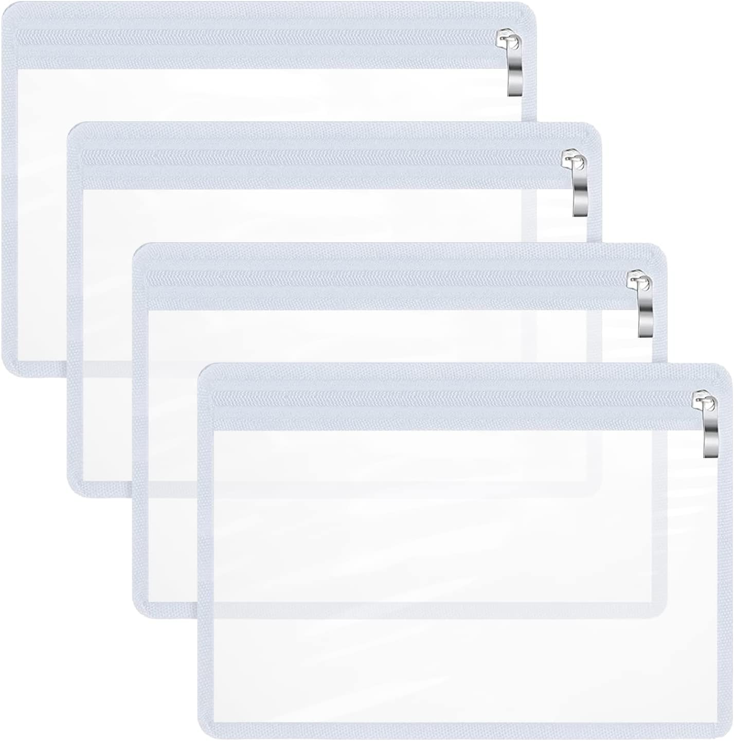 BzBirds Clear Zipper Pouches 4 pcs Travel Pouches Cosmetic Storage Organizer Office School Supplies Multipurpose for Cosmetics and Office Supplies (White Edges) : Office Products
