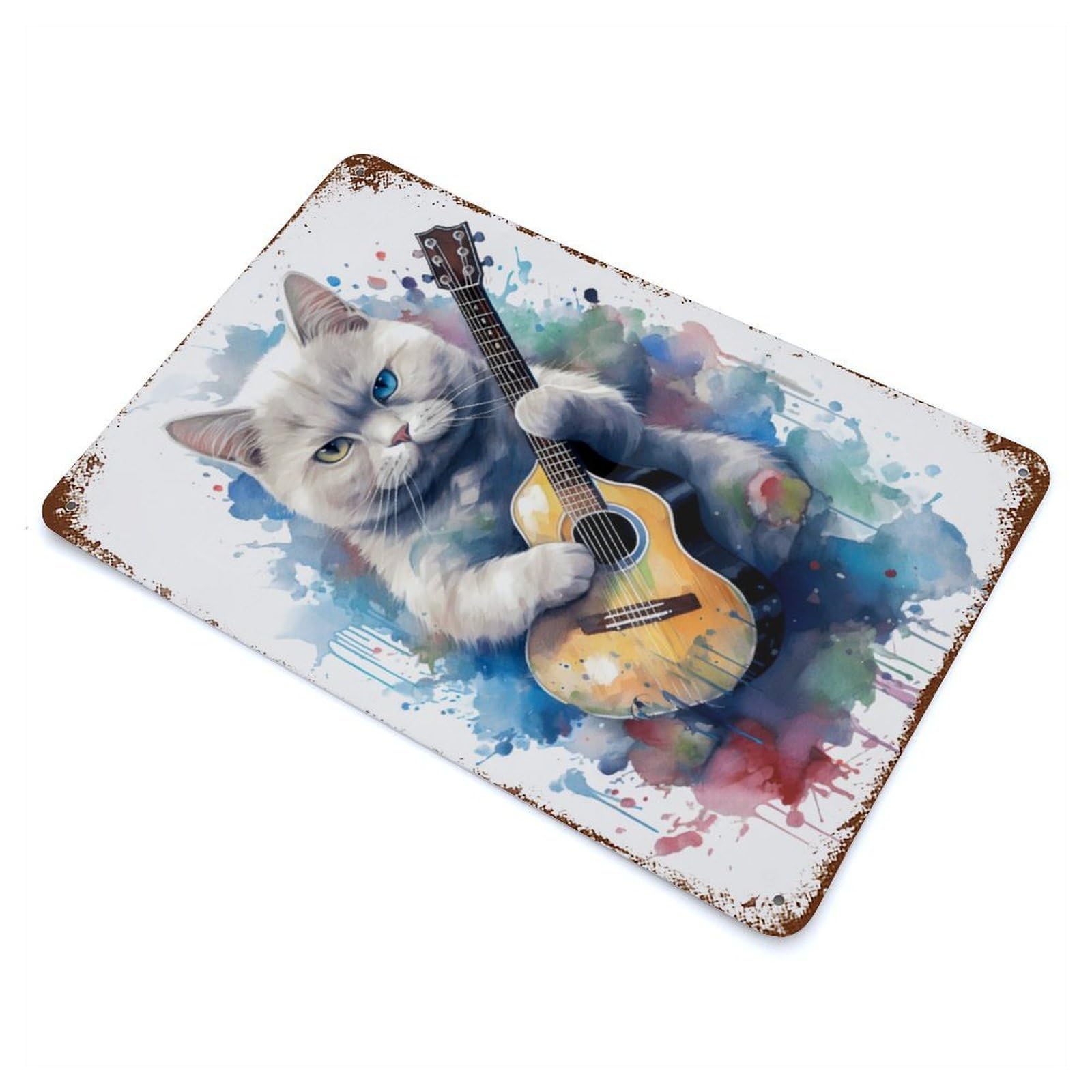 Vintage Rust Metal Sign British Short Hair Cat 11.8"x7.9", Decorative Metal Wall Art for Basement, Hobby Room And Garage Decor