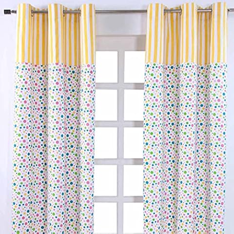 HOMESCAPES Cotton Eyelet Curtains - Polka Dot Cover