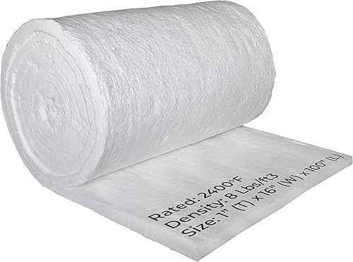 SIMOND STORE Manta aislante de fibra de cerámica, 100 x 16 x 1 pulgada (gruesa), 2400 F 8#, deflector de aislamiento de alta temperatura para