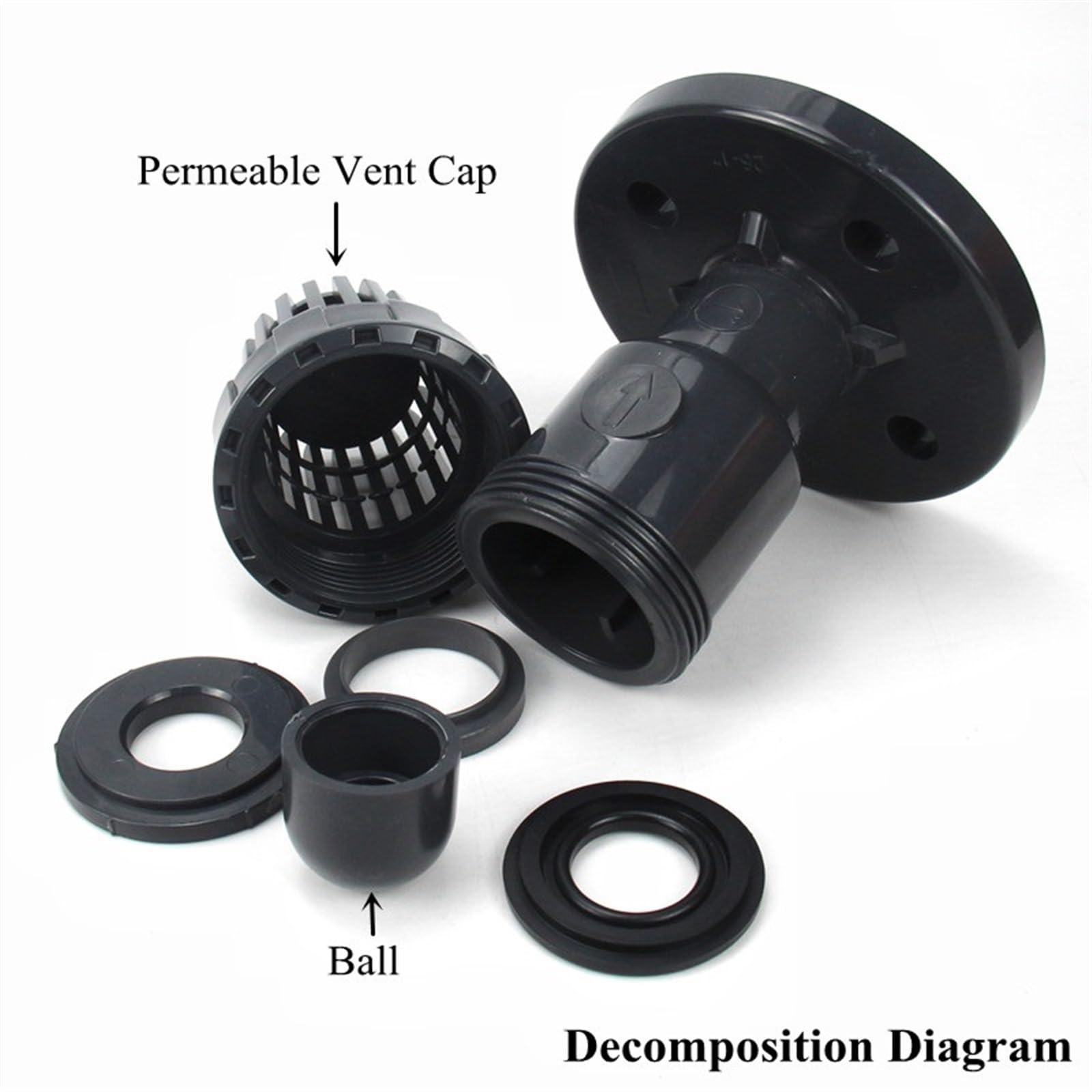 Valvola di ritegno a flangia in PVC Valvola di ritegno unidirezionale senza ritorno Valvola for giardino Irrigazione domestica Filtro for pompa dell'acqua di aspirazione emisferica Giunti)(50mm(DN40))