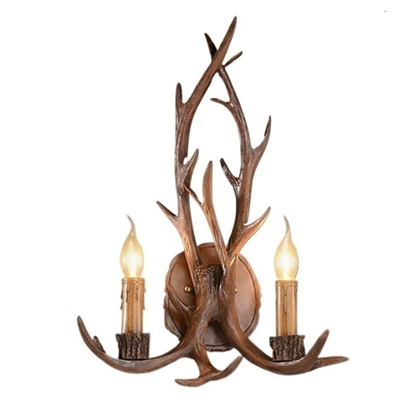 XHDWT Candle Flame Antler Wall Lamp, American Rural Retro
