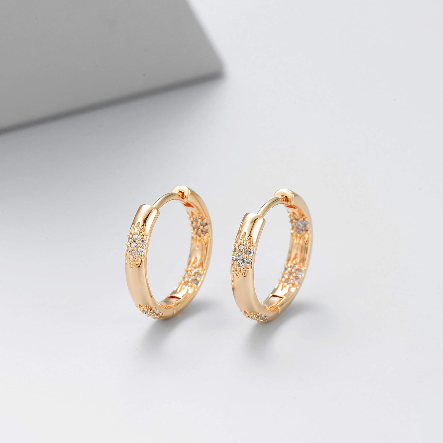 MEVECCO Gold Hoop Earrings for Women 18K Gold Plated Cubic Zircon Huggie Earrings Earrings for Everyday Jewelry - Image 6