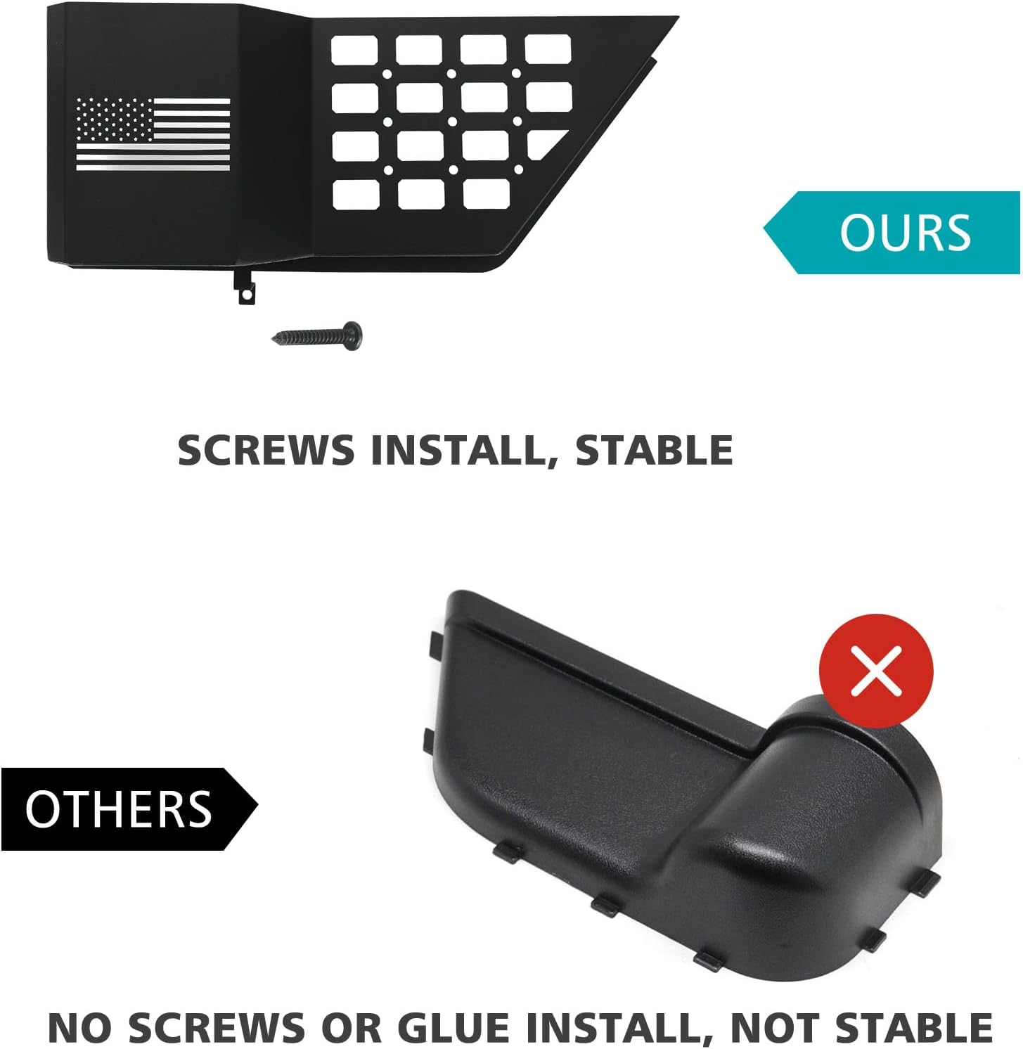 SUNPIE Metal Rear Door Storage Pocket Storage Box, Door Side Insert Organizer Box Pockets Compatible with 2018-2025 Wrangler JL 2/4 Doo-r Compatible with Jeep JL Accessories 2PCS