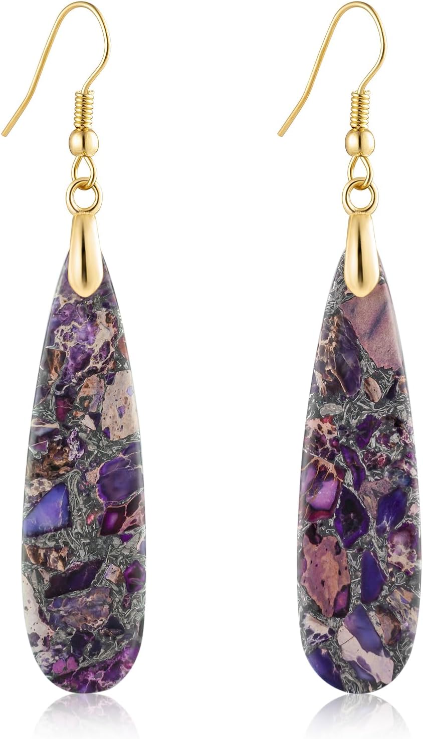 SELOVO Boho Stone Earrings for Women Trendy Teardrop Dangle Earrings Fishhook Drop Earrings