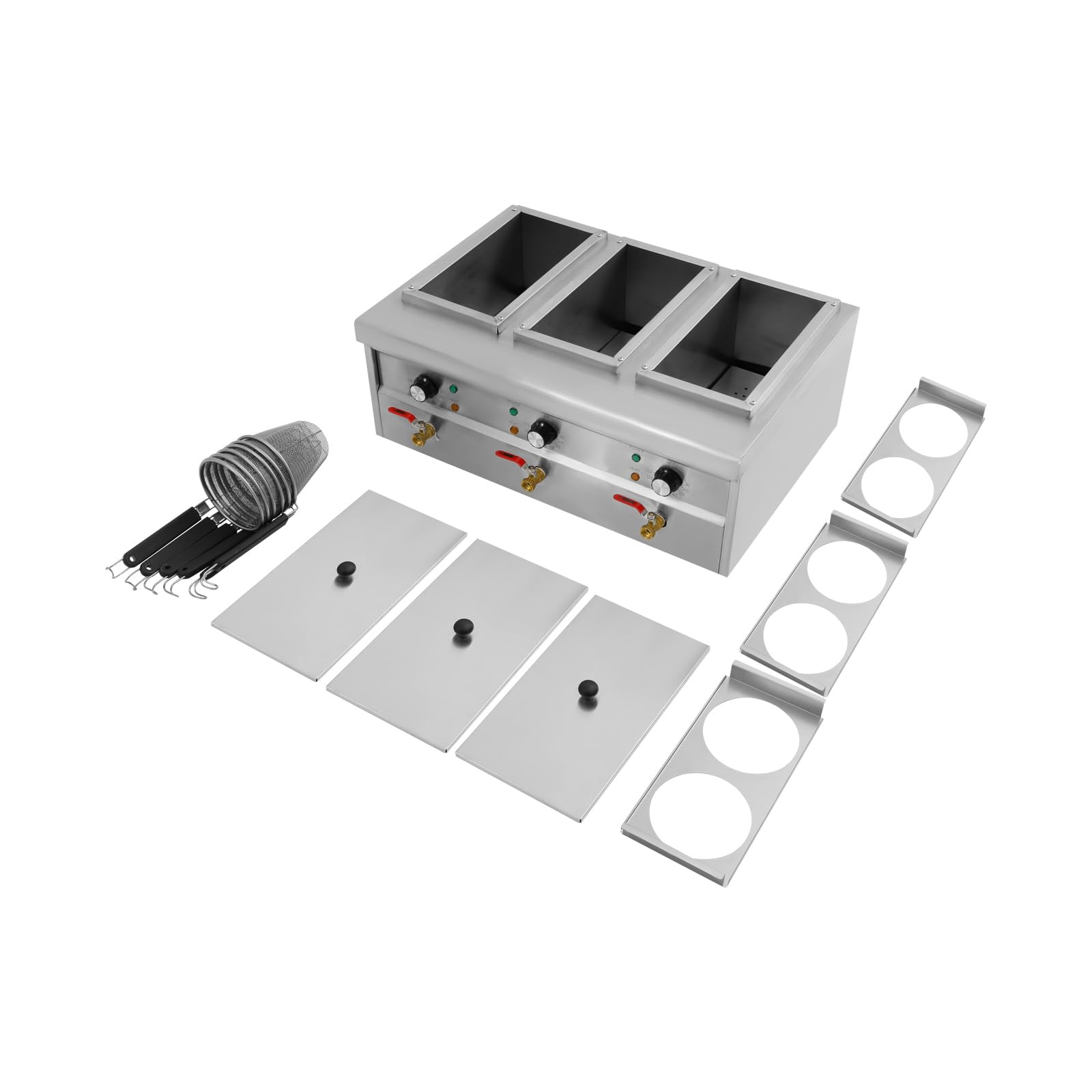 Fornello per pasta professionale, 6 cesti, 9 l, 2500 W, in acciaio inox, con rubinetto di scarico, fornello per pasta elettrica, per feste, banchetti ed eventi di catering