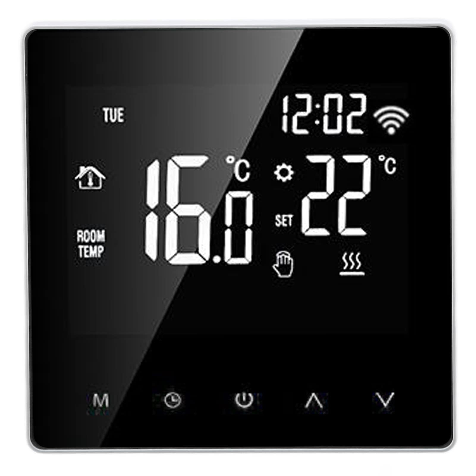 ME81H AC230V 50/60Hz Smart Thermostat 5~90℃ WIFI Intelligentes Thermostat LCD Touchscreen Wasser Fußbodenheizung Thermostat für Tuya(Weißer Hintergrund Weißer Knopf 16A)